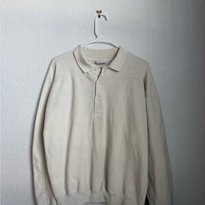 Nicely Textured Off-White Polo Sweatshirt by Freefolk